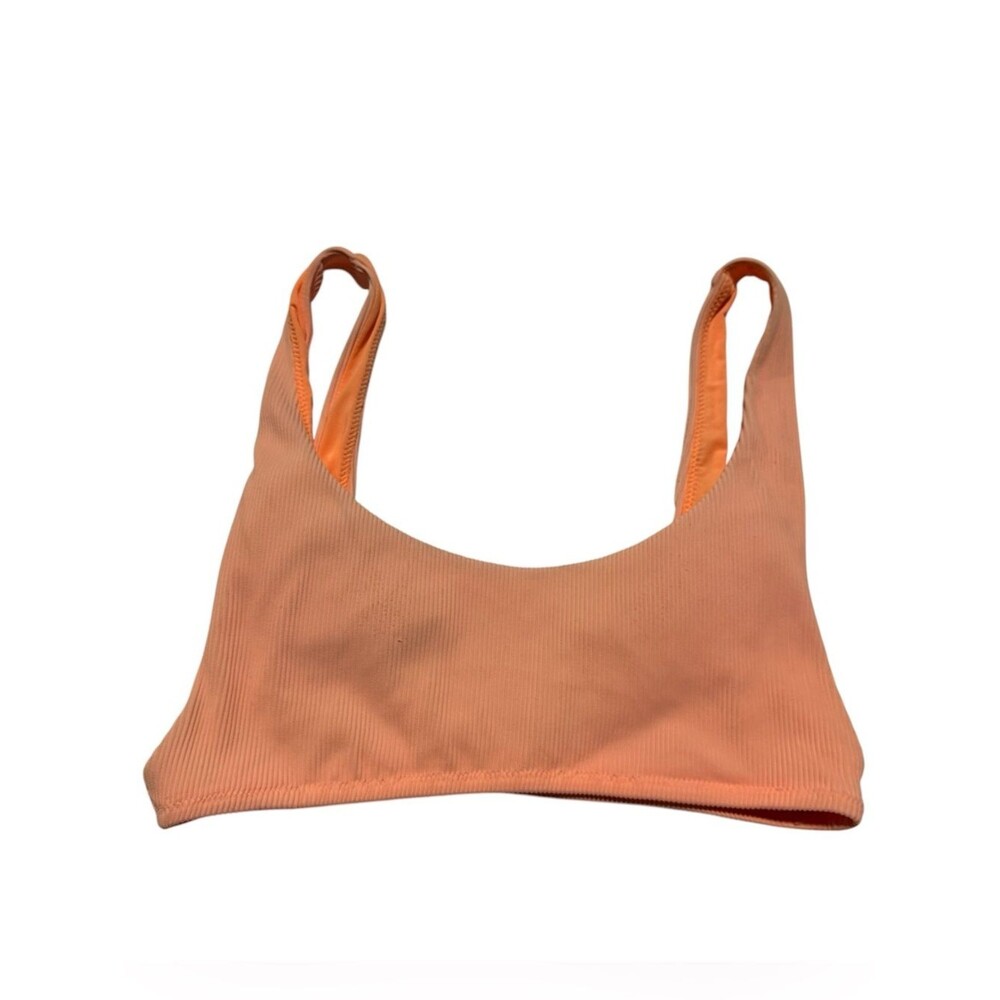 NWOT Aerie Creamsicle Orange Scoop Neck Ribbed Bikini Top